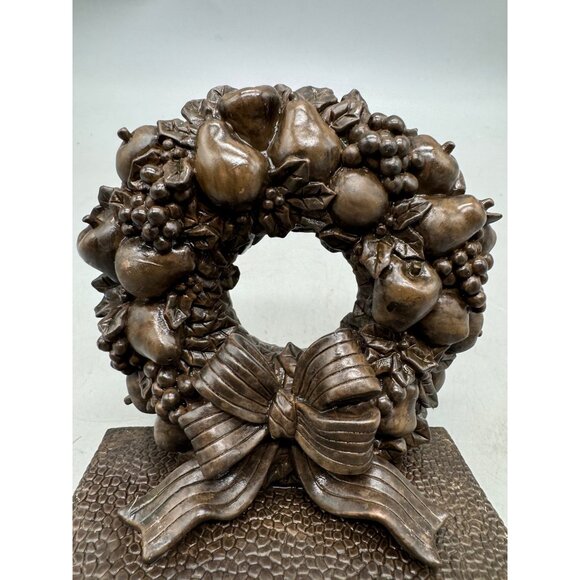 Hold everything Bronze Look Cast Iron Wreath Stocking Holder Christmas 5x5" READ - Picture 2 of 10